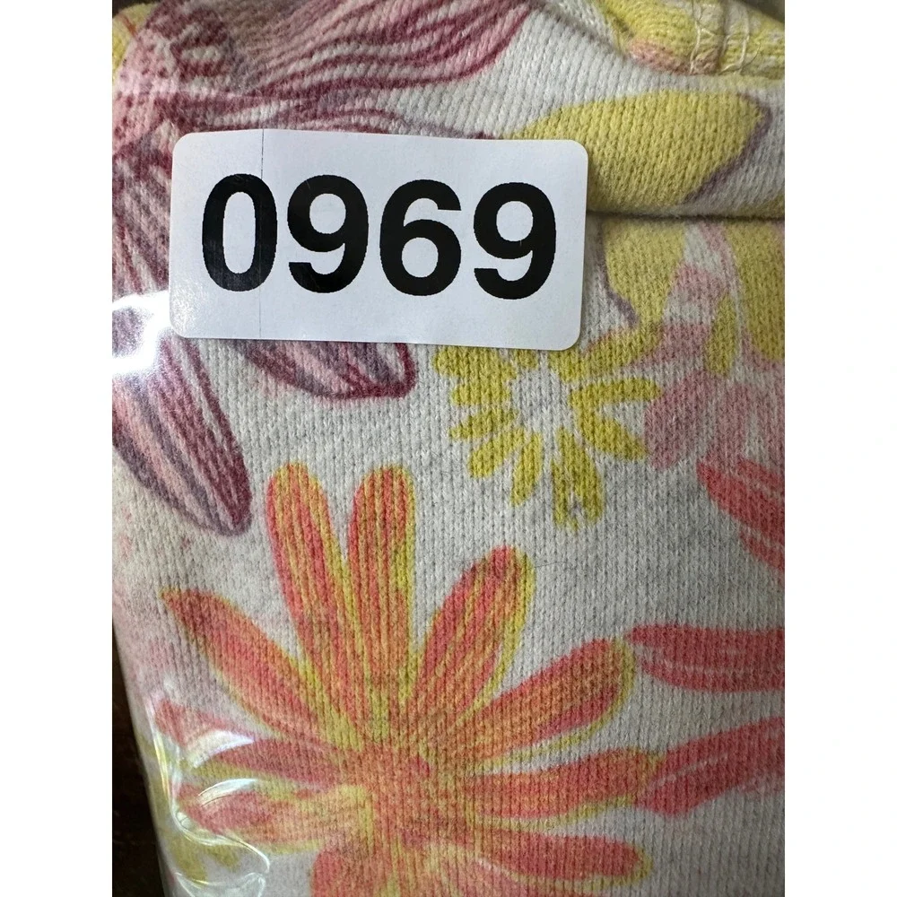 Old Navy Floral Hooded Dress Girls XL Cream Pink Yellow Y2K Short Sleeve Pocket